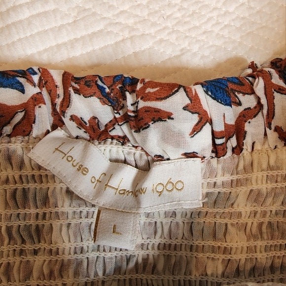 NWT House of Harlow 1960 smocked marbled rust skirt.  L - Picture 3 of 15